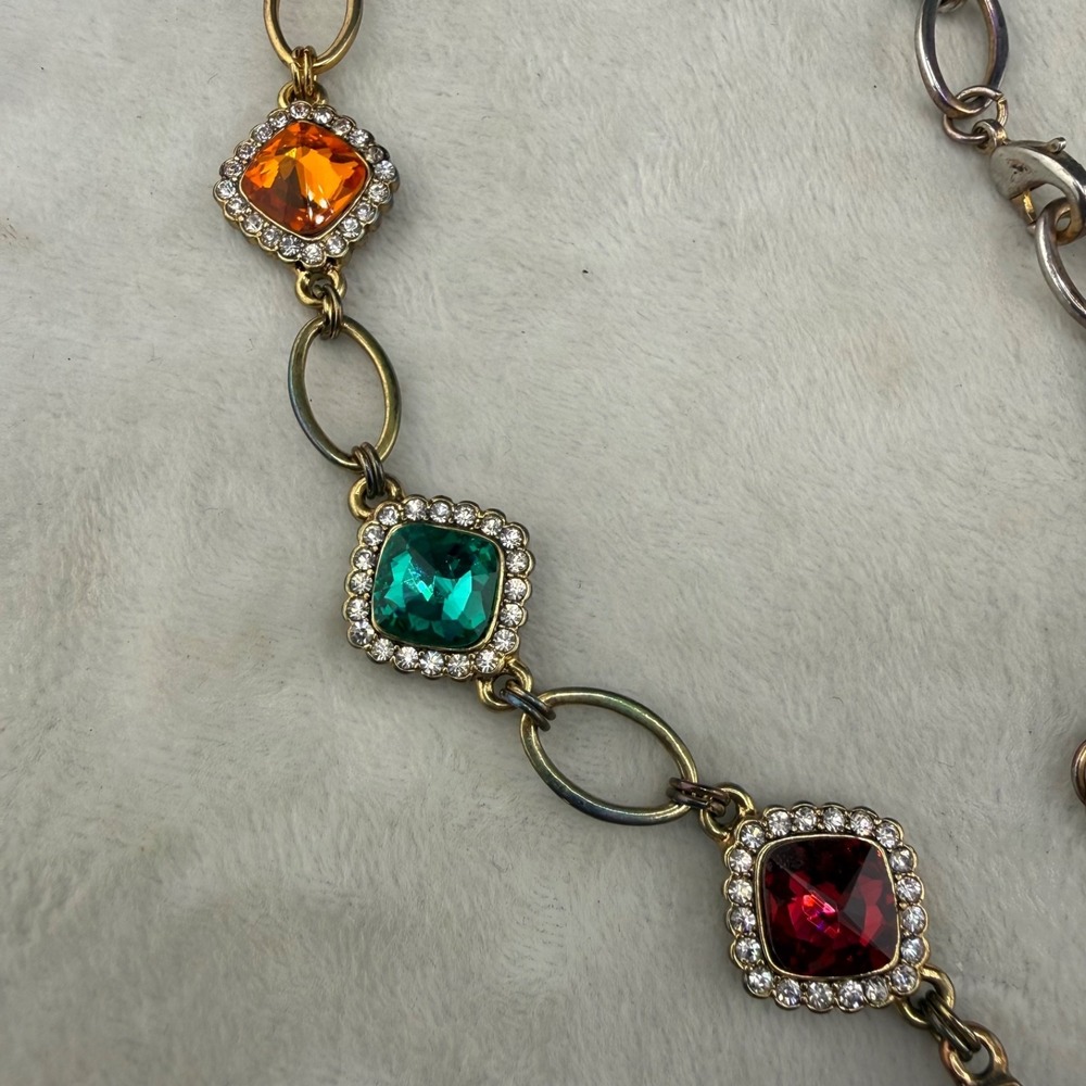 Erickson‎ Beamon Rocks Necklace Cross Gold Tone Rhinestone 34" - Picture 3 of 12